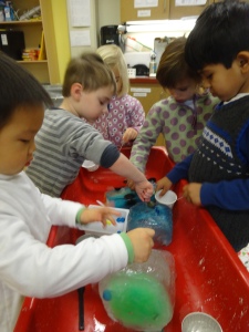 ice and salt in the sensory table